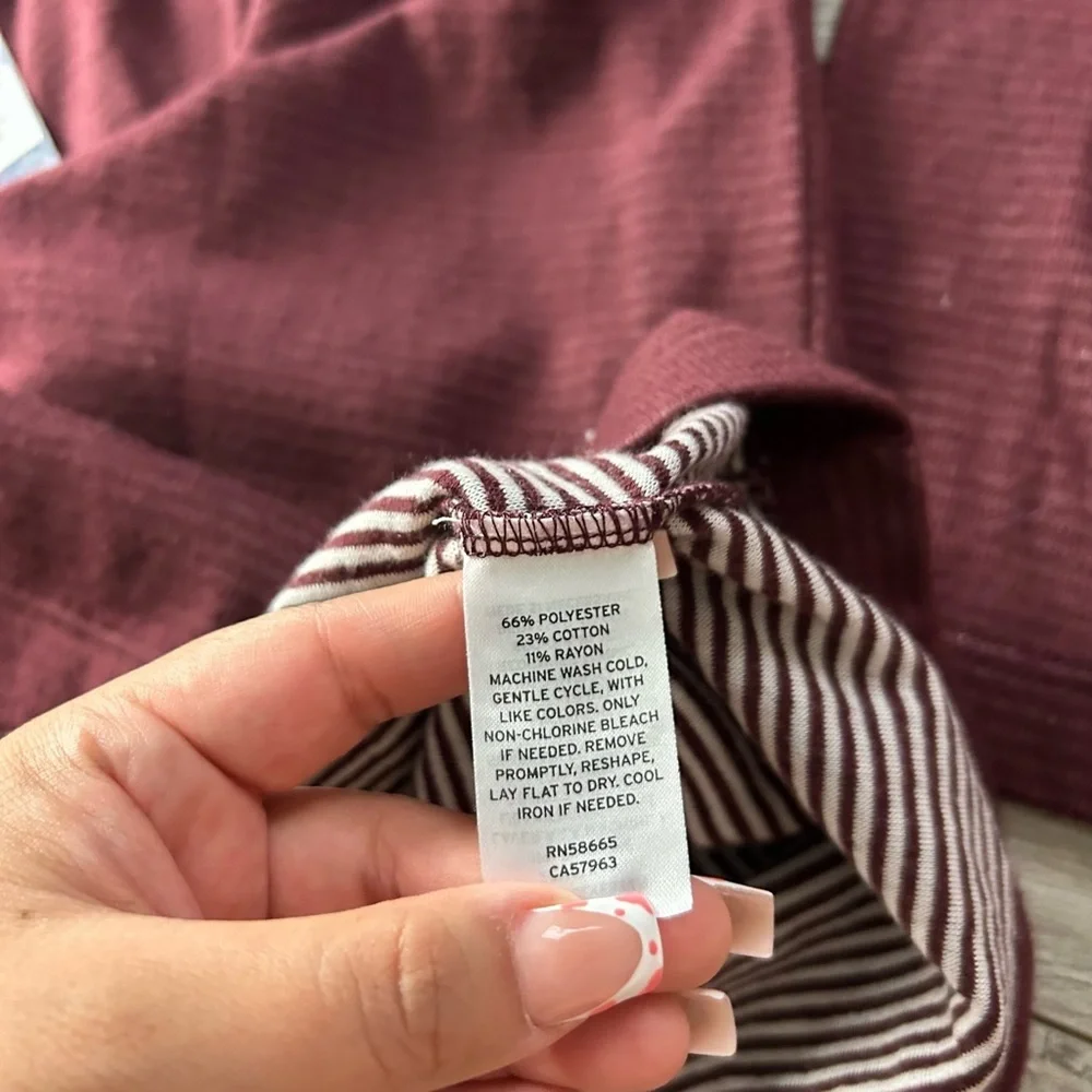 NWT Men's‎ Nordstrom 1901 burgundy soft striped long sleeve henley Large